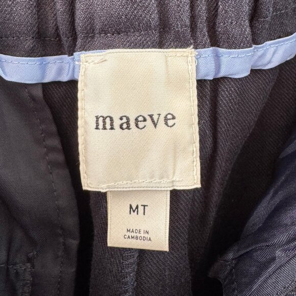 Maeve Anthropologie Avery Wide-Leg Linen Trousers M Tall Midnight Navy NWT - Picture 6 of 9